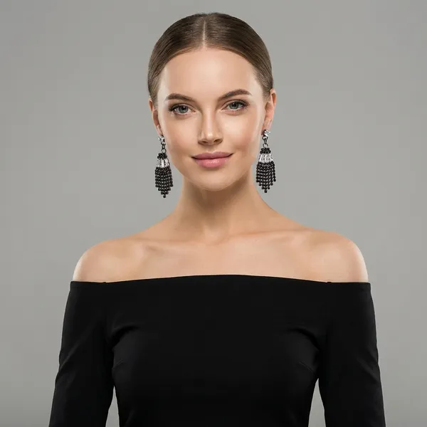 Black_Traditional_Classic_Stylish_Black_Stone_Dropping_Stud_Earrings_For_Women