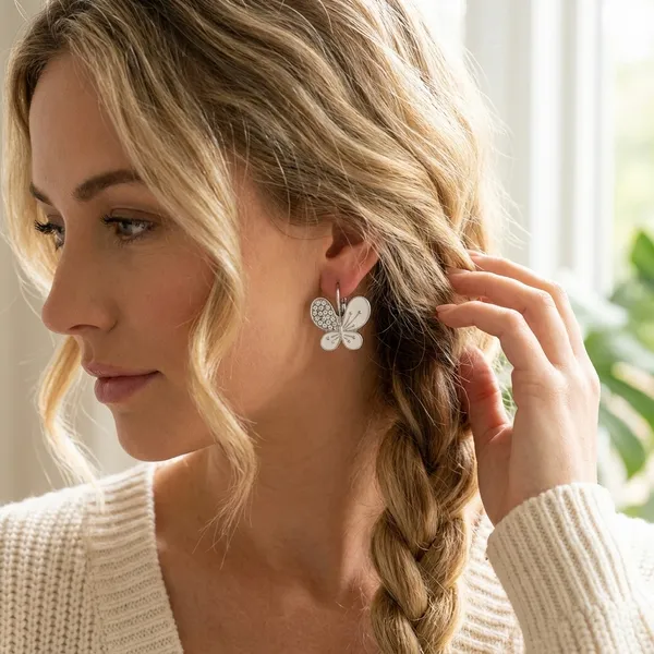 Silver_Traditional_Classic_Stylish_Butterfly_Hoop_Stud_Earrings_For_Women
