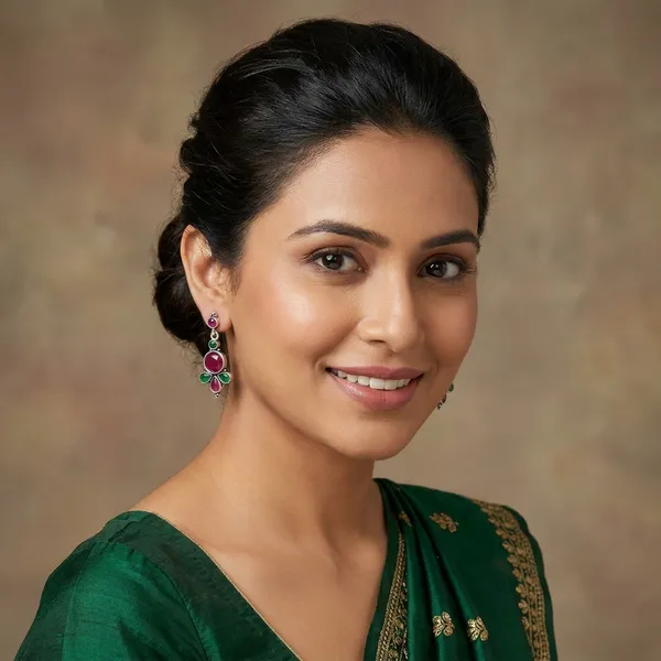 Red_And_green_Traditional_Classic_Stylish_Oxidized_Kundan_Pearl_Dropping_Stud_Earrings_For_Women