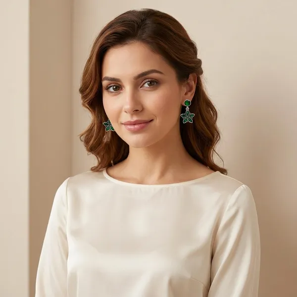 Green_Traditional_Classic_Stylish_Oxidized_Kundan_Dropping_Stud_Earrings_For_Women