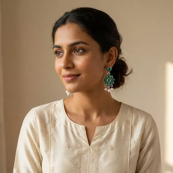 Green_Traditional_Classic_Stylish_Oxidized_Kundan_Stone_Dropping_Stud_Earrings_For_Women