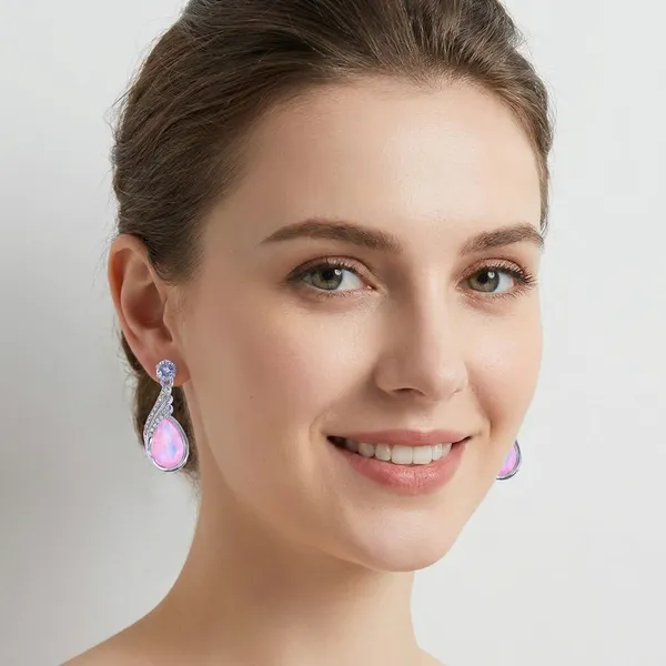 Pink_Traditional_Classic_Stylish_Stone_Drop_Stud_Earrings_For_Women