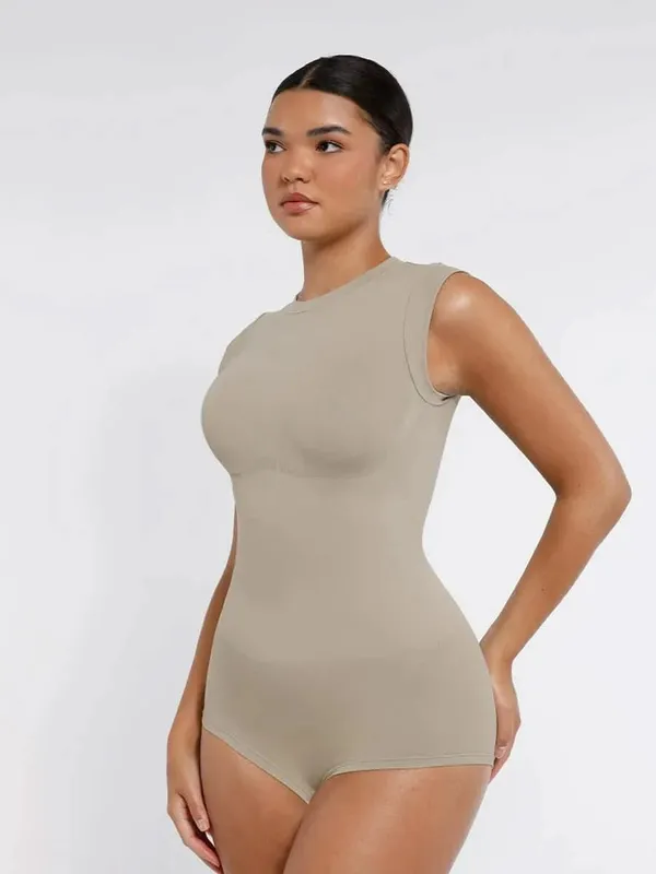 Seamless_Cap_Sleeve_Waist_And_Abdomen_Shaping_Shapewear_Bodysuit