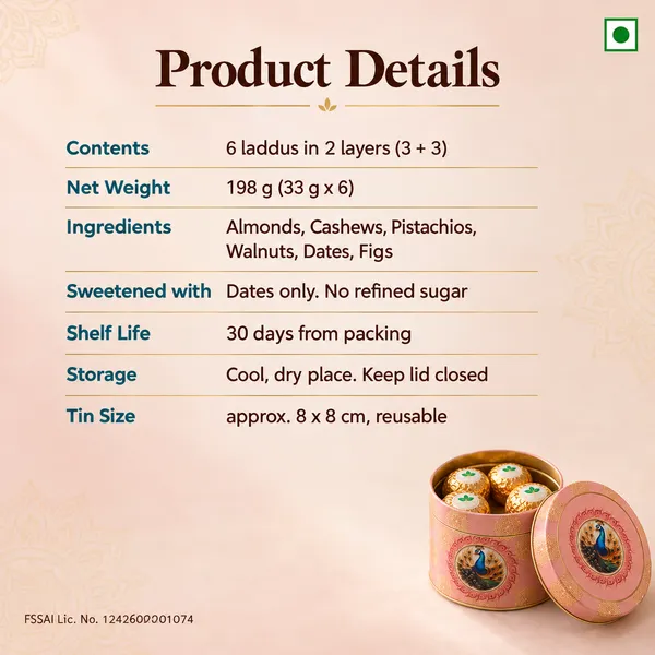 AyuraOne_6_Laddu_Peacock_Gift_Tin