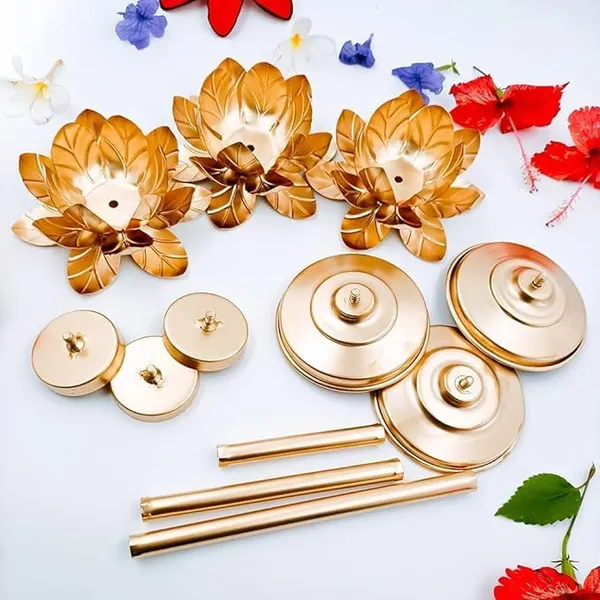 Golden_Alloy_Lotus_Flower_Candle_(Pack_Of_3)