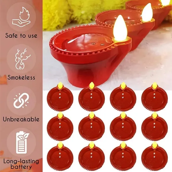 Red_Plastic_Led_Flameless_Diya_(Pack_Of_12)