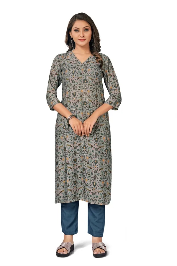 Grey_Cotton_Straight_Multicolour_Floral_Printed_Kurta_Pant_Set_For_Women
