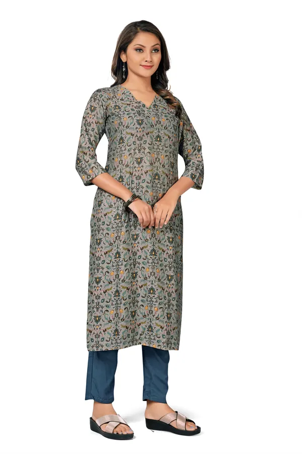 Grey_Cotton_Straight_Multicolour_Floral_Printed_Kurta_Pant_Set_For_Women