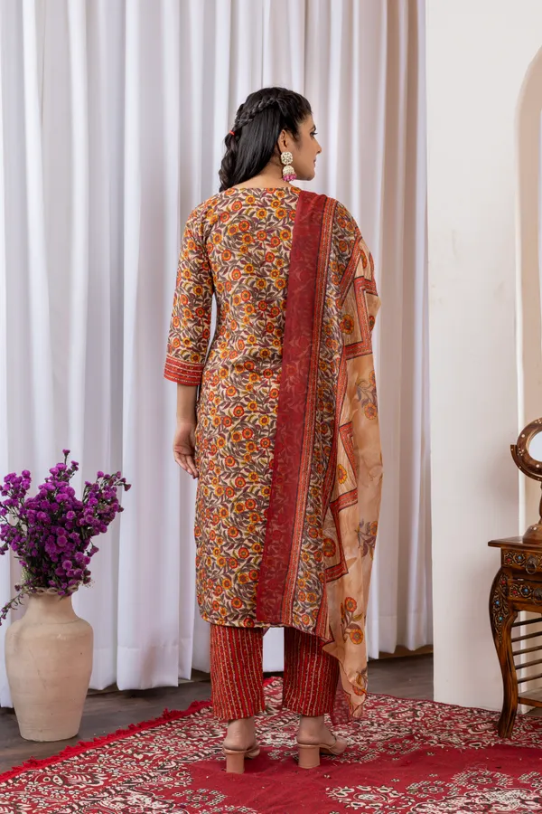 Orange_Cotton_Printed_Embroidered_Yoke_Kurta_Set_With_Dupatta_For_Women