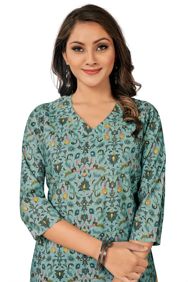 Green_Cotton_Straight_Floral_Printed_Kurta_Pant_Set_For_Women