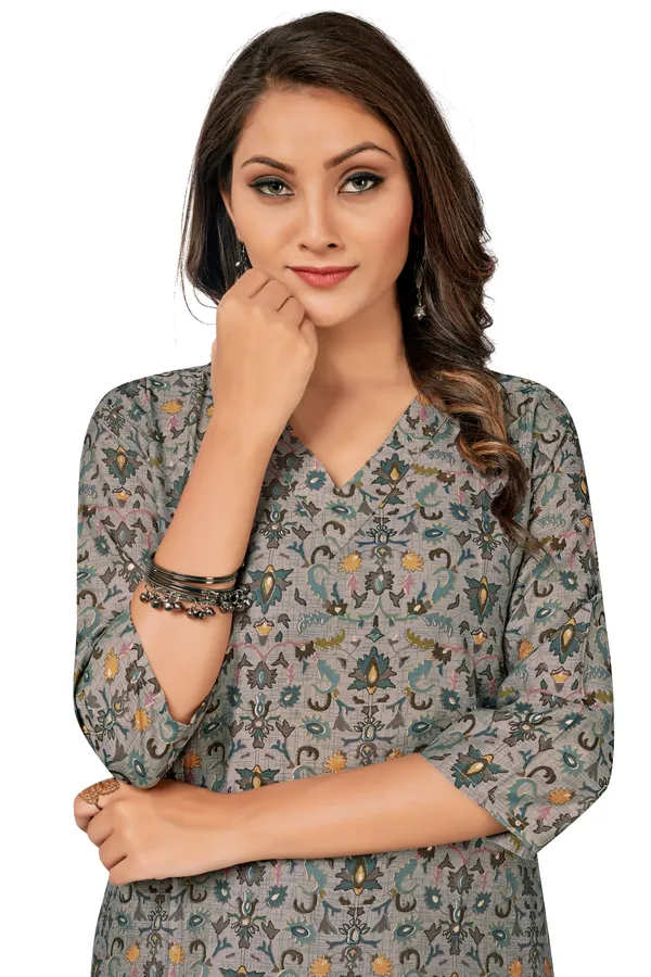Grey_Cotton_Straight_Multicolour_Floral_Printed_Kurta_Pant_Set_For_Women