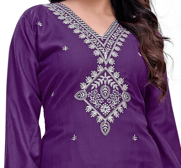 Purple_Rayon_Straight_White_Embroidered_Kurta_Pant_Set_For_Women