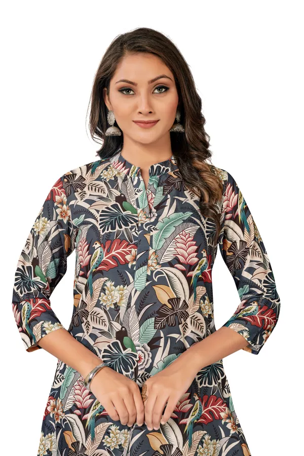 Multicolour_Cotton_Straight_Tropical_Floral_Print_Co-Ord_Set_For_Women