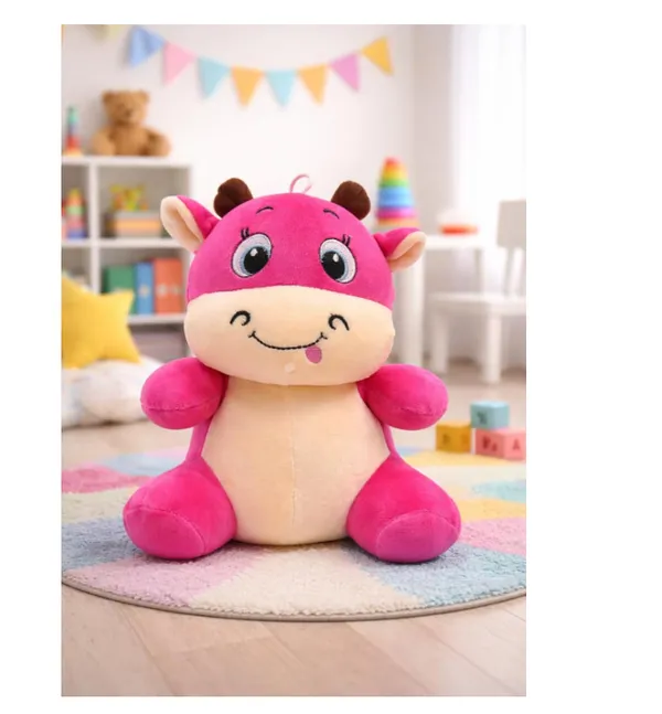 30cm_Cute_Pink_Plush_Cow_Soft_Toy,_Ultra-Soft_Stuffed_Animal_for_Kids,_Cuddly_Baby_Hugging_Doll,_Birthday_Gift_for_Boys_and_Girls