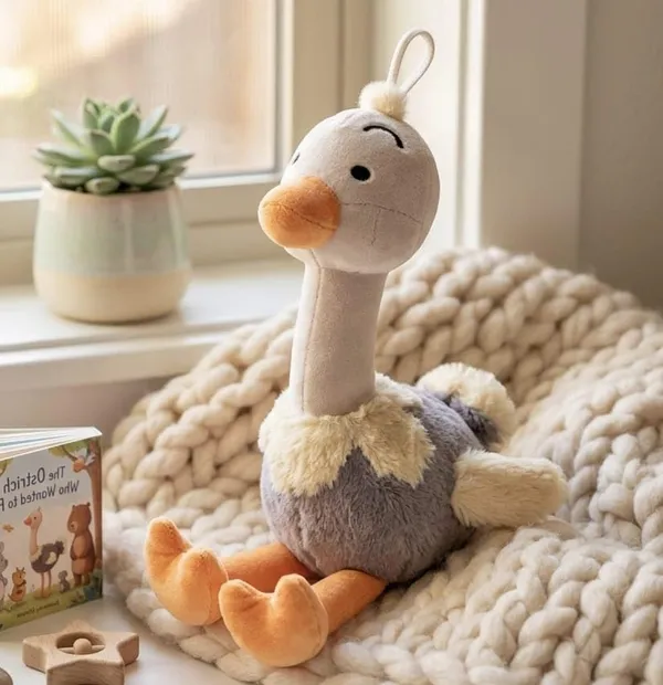 35CM_Ostrich_Stuffed_Animal_Plush_Toy,_Soft_and_Cuddly_Bird_Plushie_with_Long_Neck,_Grey_and_White,_Gift_for_Kids
