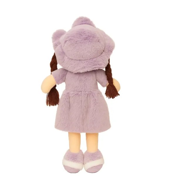 45_cm_(Purple)_Soft_Plush_Doll_with_2_Shade_Purple_Dress_&_Hat_|_Cute_Doll_Kids_and_Girls