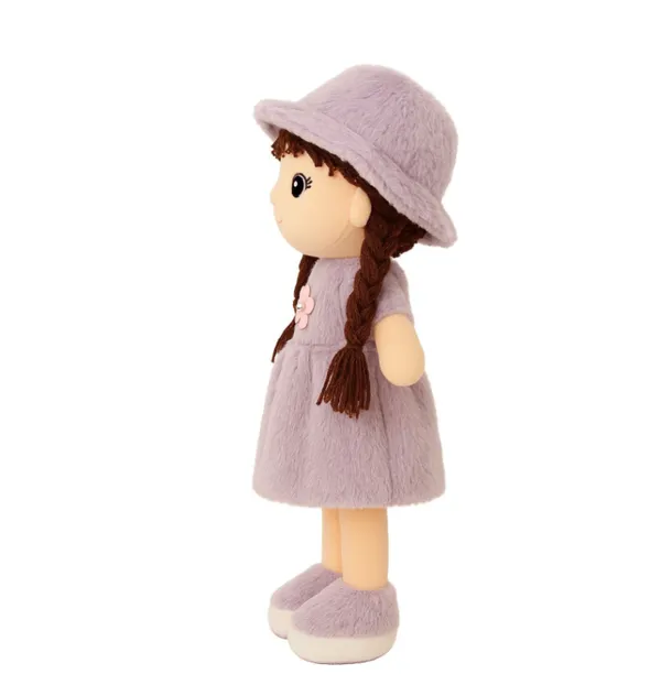 45_cm_(Purple)_Soft_Plush_Doll_with_2_Shade_Purple_Dress_&_Hat_|_Cute_Doll_Kids_and_Girls