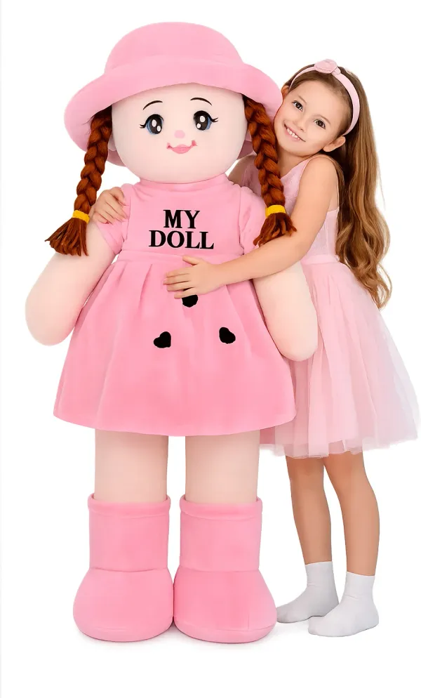 3.5_Feet_Plush_My_Doll_&_40_CM_Rabbit_Soft_Toy_Combo_for_Baby_Girls_-_120_cm_(Pink
