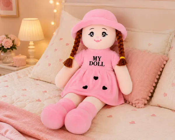 Set_2_piece_Giant_Plush_Rag_Doll,_Pink,_Soft_Stuffed_Toy_with_Braids_and_Hat,_Large_Size,_Gift_for_Girls(3.5ft)(Pink)