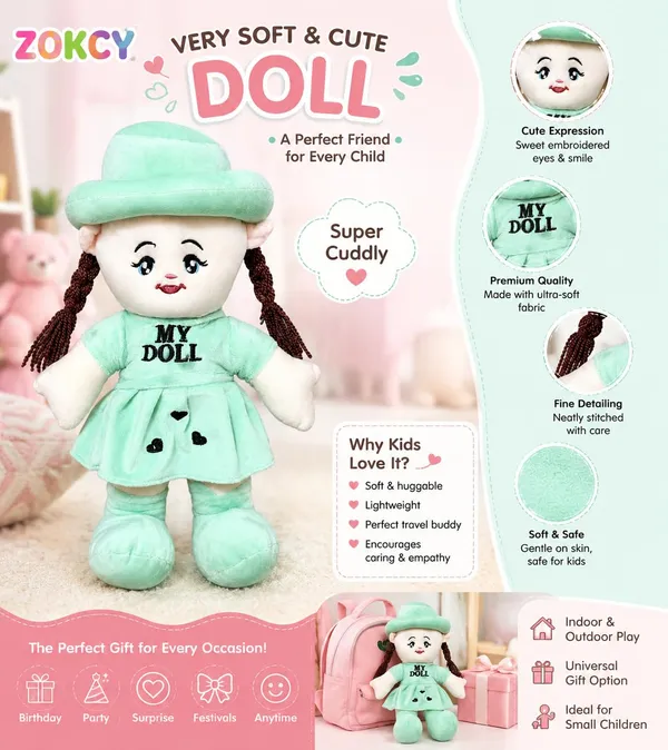 85cm_Soft_Toy_Doll_Plushy_with__Dress_and_Hat,_Soft_Stuffed_Doll_with_Braided_Hair,_Cute_Rag_Doll_for_Kids_and_Toddlers,_Plushy_(85cm