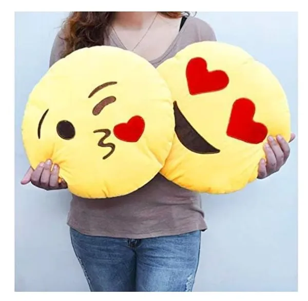 Multicolour_Plush_Fabric_And__32_cm_Polyester_And_Cotton_Blend_Emoji_Round_Cushion_Pillow_For_Kids