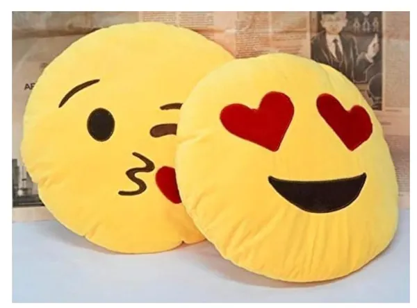 Multicolour_Plush_Fabric_And__32_cm_Polyester_And_Cotton_Blend_Emoji_Round_Cushion_Pillow_For_Kids
