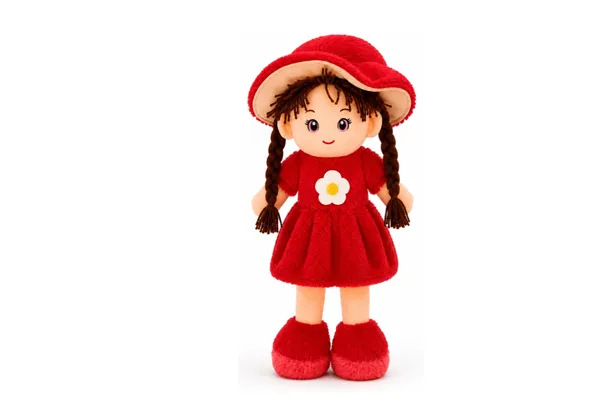 BlingNBeats_45_cm_(Red)_Soft_Plush_Doll_with_2_Shade_RED_Dress_&_Hat_|_Cute_Doll_Kids_and_Girls__