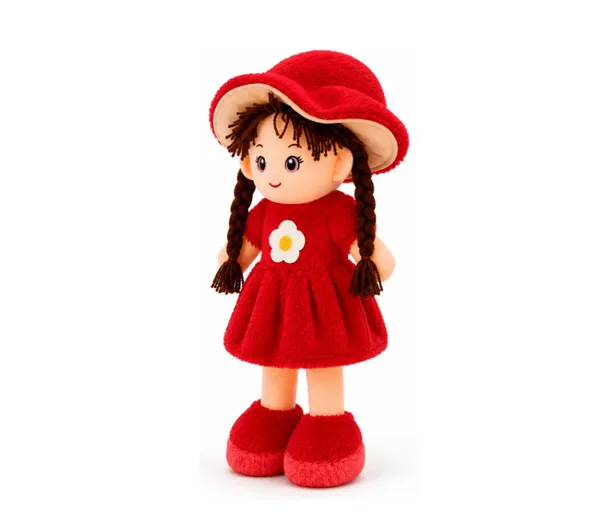 BlingNBeats_45_cm_(Red)_Soft_Plush_Doll_with_2_Shade_RED_Dress_&_Hat_|_Cute_Doll_Kids_and_Girls__