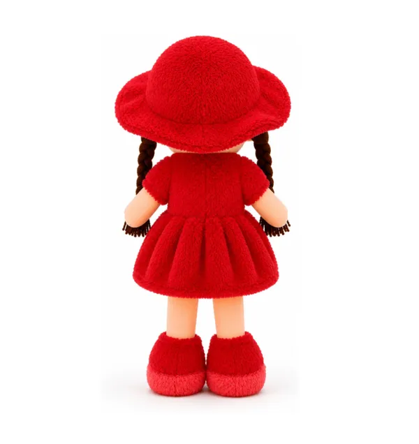 BlingNBeats_45_cm_(Red)_Soft_Plush_Doll_with_2_Shade_RED_Dress_&_Hat_|_Cute_Doll_Kids_and_Girls__