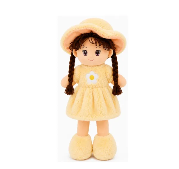 BlingNBeats_45cm_(Yellow_Soft_Plush_Doll_with_2_Shade_Yellow_Dress_&_Hat_|_Cute_Doll_Kids_and_Girls__