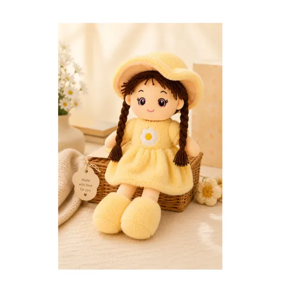 BlingNBeats_45cm_(Yellow_Soft_Plush_Doll_with_2_Shade_Yellow_Dress_&_Hat_|_Cute_Doll_Kids_and_Girls__