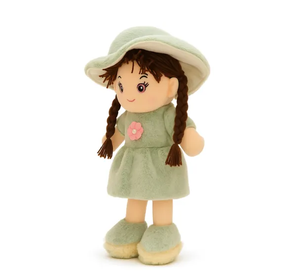 BlingNBeats-_45_cm_(Green)_Soft_Plush_Doll_with_2_Shade_GREEN_Dress_&_Hat_|_Cute_Doll_Kids_and_Girls__