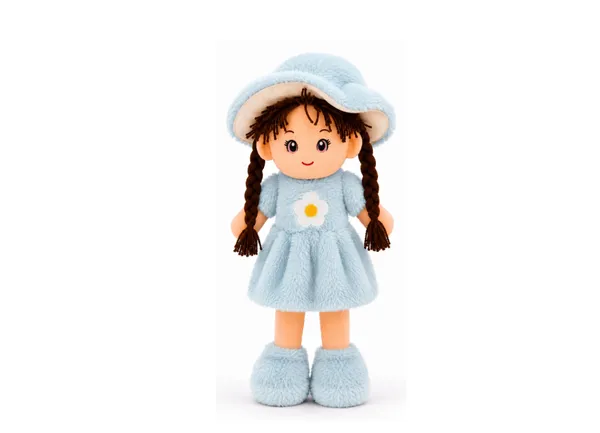 BlingNBeats__45_cm_(Sky_Blue)oft_Plush_Doll_with_2_Shade_Pink_Dress_&_Hat_|_Cute_Doll_Kids_and_Girls