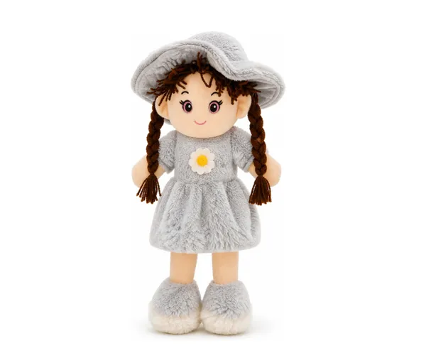 BlingNBeats__-_45_cm_(Black)_Soft_Plush_Doll_with_2_Shade_Black_Dress_&_Hat_|_Cute_Doll_Kids_and_Girls
