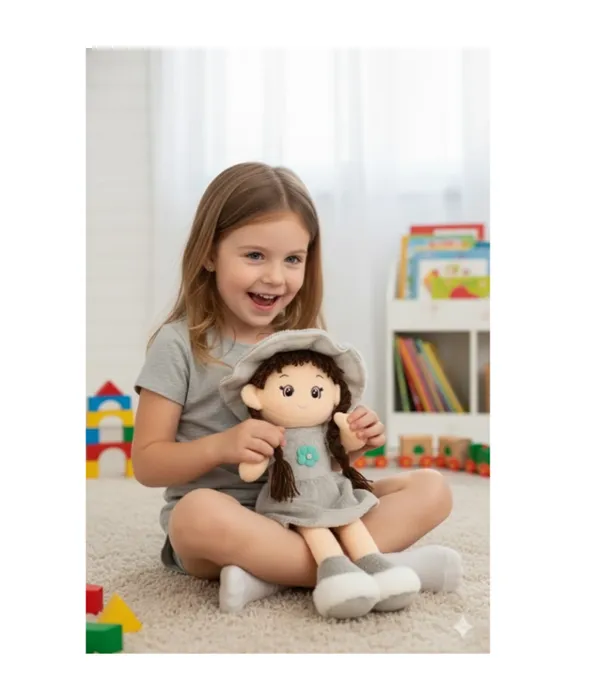 BlingNBeats__-_45_cm_(Black)_Soft_Plush_Doll_with_2_Shade_Black_Dress_&_Hat_|_Cute_Doll_Kids_and_Girls