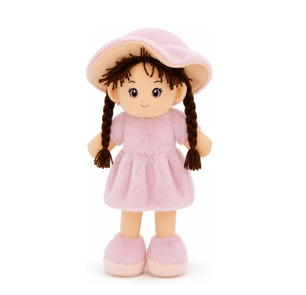 BlingNBeats__-_45_cm_(Pink)_Soft_Plush_Doll_with_2_Shade_Pink_Dress_&_Hat_|_Cute_Doll_Kids_and_Girls_