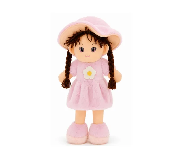 BlingNBeats__-_45_cm_(Pink)_Soft_Plush_Doll_with_2_Shade_Pink_Dress_&_Hat_|_Cute_Doll_Kids_and_Girls_