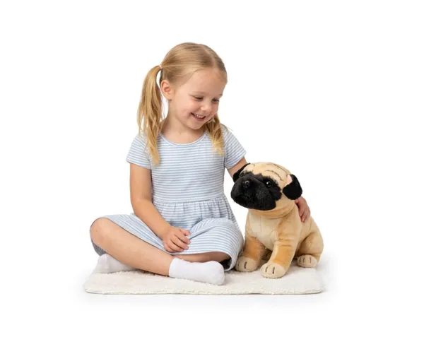 CraftSmith_Soft_Toy_Stuffed_Pug_Sitting_Dog__-_32_cm_(Black,_White,_Brown,_Multicolor)