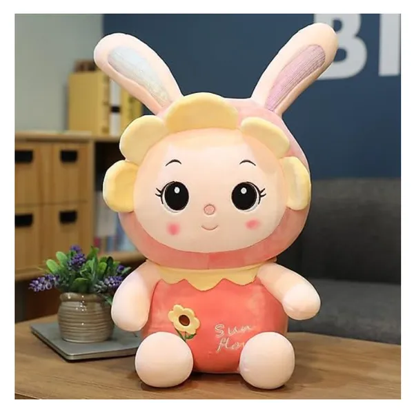 POPAI™_Sunflower_Little_White_Rabbit_Plush_Baby_Bunny_Toys_Doll_Plush_Toy_Teddy_Bear_(40_CM,_Combo_(Pink_&_Yeloow))
