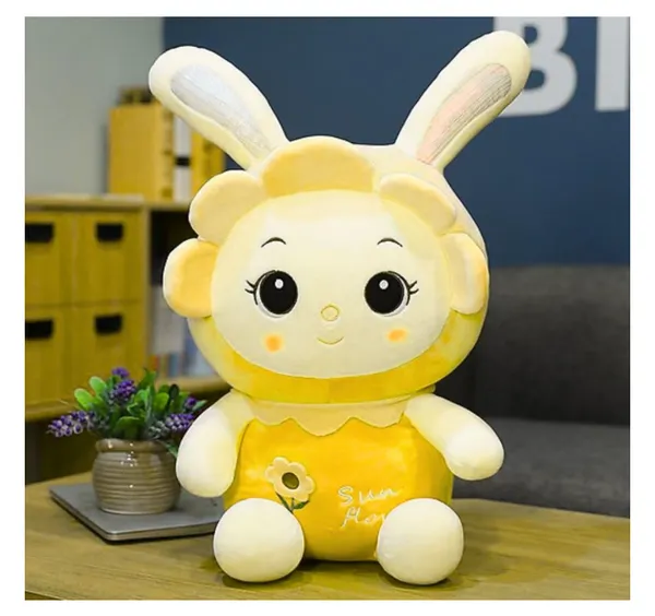 POPAI™_Sunflower_Little_White_Rabbit_Plush_Baby_Bunny_Toys_Doll_Plush_Toy_Teddy_Bear_(40_CM,_Combo_(Pink_&_Yeloow))