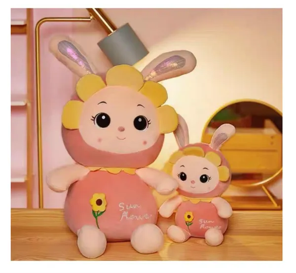 POPAI™_Sunflower_Little_White_Rabbit_Plush_Baby_Bunny_Toys_Doll_Plush_Toy_Teddy_Bear_(40_CM,_Combo_(Pink_&_Yeloow))