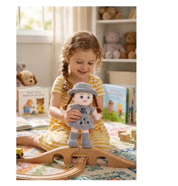 Soft_Toy_Doll_Plushy_with_Dress_and_Hat,__(45_cm)__Soft_Stuffed_Doll_with_Braided_Hair,_Cute_Rag_Doll_for_Kids_and_Toddlers,_Plushy(Gray)