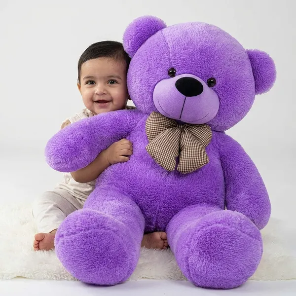 Purple_Plush_Fabric_And_Polyester_And_Cotton_Blend_Stuffed_Teddy_Bear_For_Kids_4.5fet