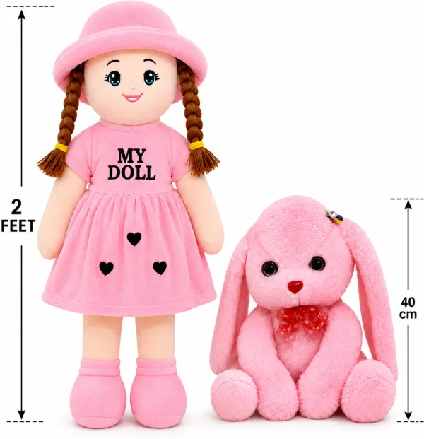 2_Feet_Plush_My_Doll_&_40_CM_Rabbit_Soft_Toy_Combo_for_Baby_Girls_-_45_cm_(Pink)