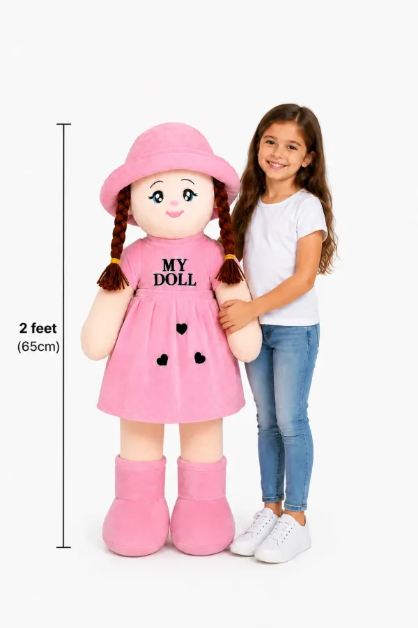 2_Feet_Plush_My_Doll_&_40_CM_Rabbit_Soft_Toy_Combo_for_Baby_Girls_-_45_cm_(Pink)