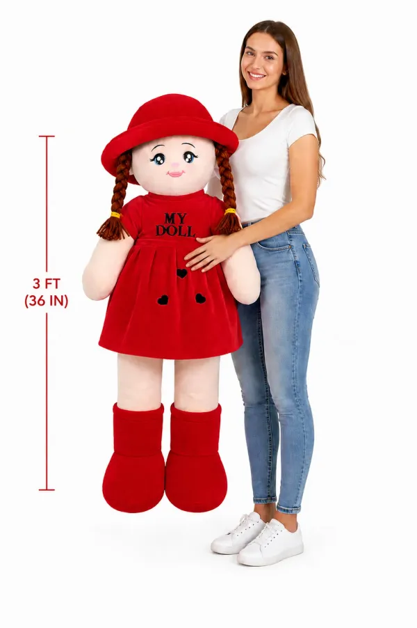 Trends_Jumbo_3.5_Feet_Red_Soft_Doll_for_Girls_with_Hat_&_Braided_Hair_Plush_Toy__-_106_cm_(Red)