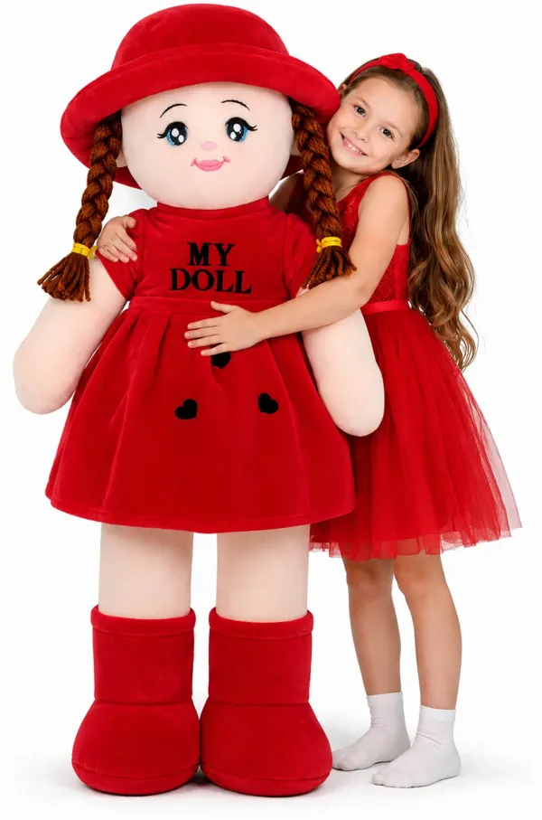 Trends_Jumbo_3.5_Feet_Red_Soft_Doll_for_Girls_with_Hat_&_Braided_Hair_Plush_Toy__-_106_cm_(Red)