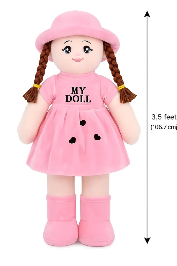3.5_Feet_Plush_My_Doll_&_60_CM_Rabbit_Soft_Toy_Combo_for_Baby_Girls_-_120_cm_(Pink)