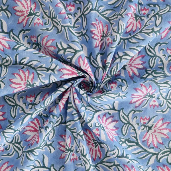 220_TC_|_335_GSM_|_Blue_And_Pink_Cotton_Hand_Block_Print_Bedsheet_With_Pillow_Cover