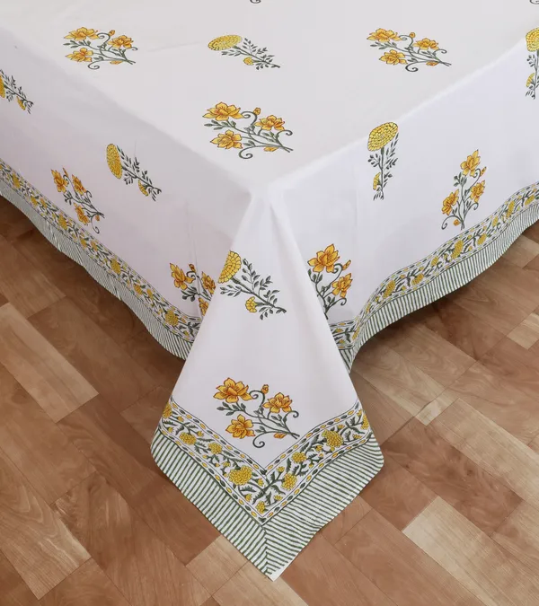220_TC_|_335_GSM_|_Yellow_Cotton_Hand_Block_Print_Bedsheet_With_Pillow_Cover